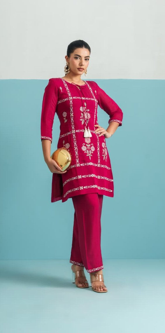 Parikrama flamingo embroidery co-ord set