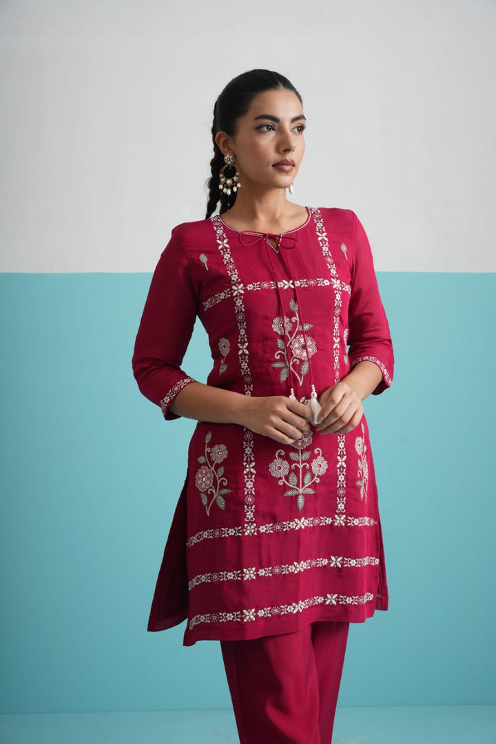 Parikrama flamingo embroidery co-ord set