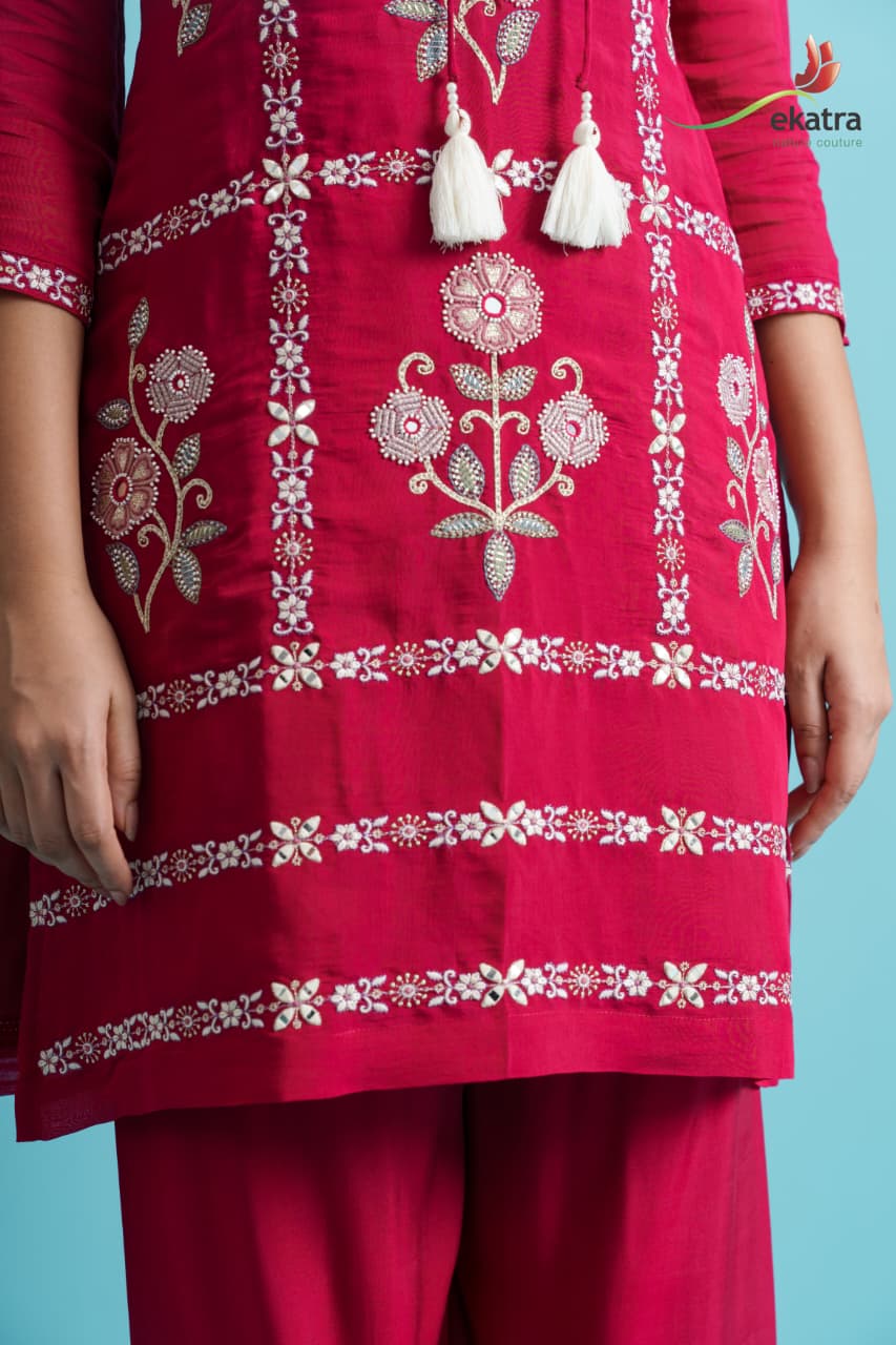 Parikrama flamingo embroidery co-ord set