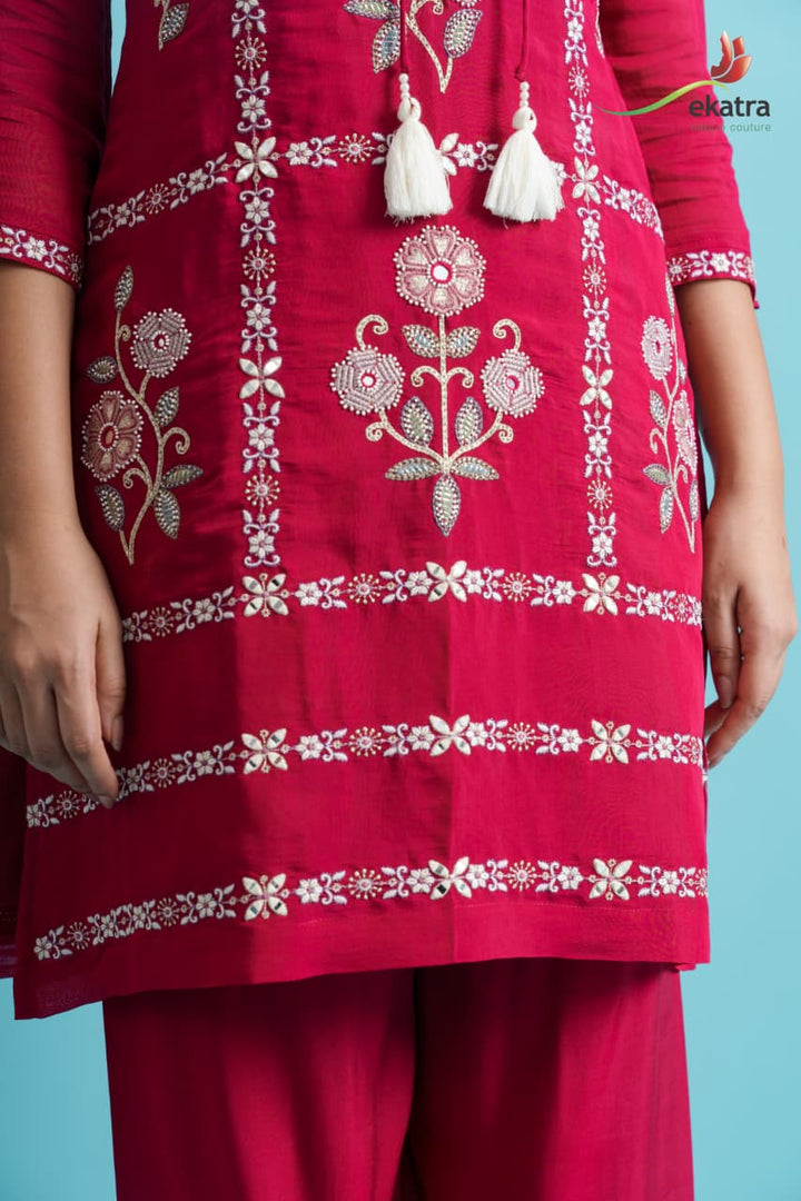 Parikrama flamingo embroidery co-ord set