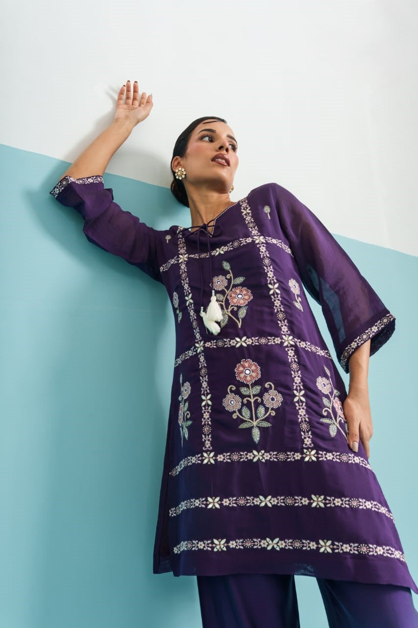 Parikrama Orchid embroidery co-ord set