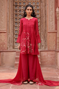 Gaurisha cardinal mul chanderi  embroidery premium suit set