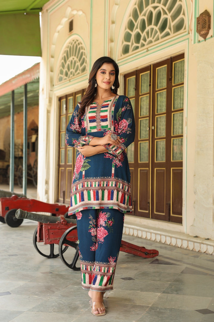 Mahua Prussian Printed co-ord set