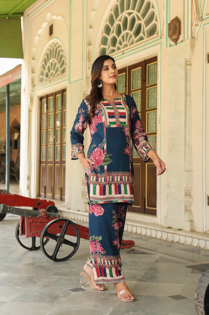 Mahua Prussian Printed co-ord set