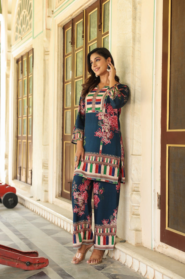 Mahua Prussian Printed co-ord set