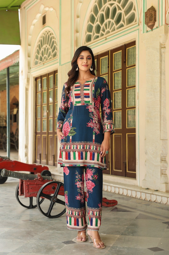 Mahua Prussian Printed co-ord set