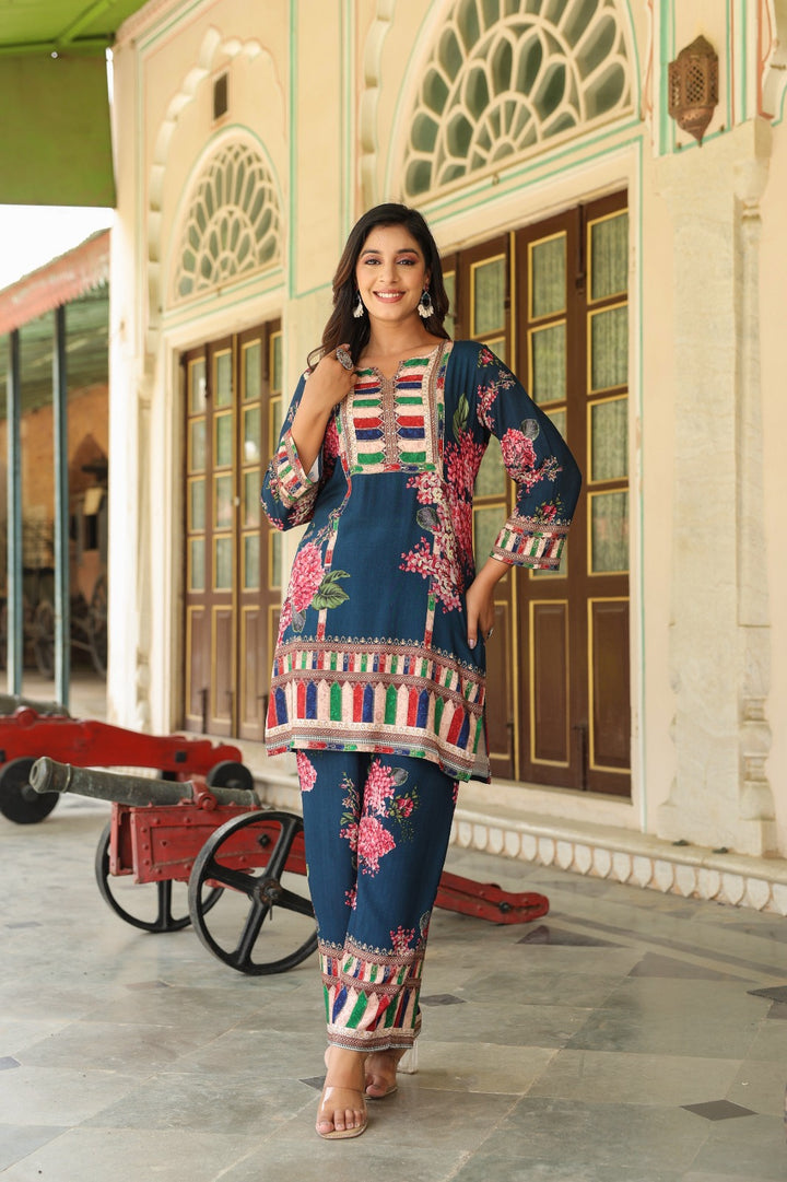 Mahua Prussian Printed co-ord set