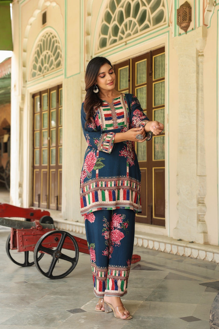 Mahua Prussian Printed co-ord set