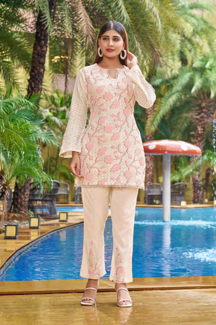 Iyana Toffee embroidery cotton co-ord set