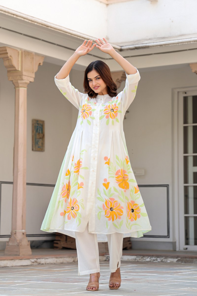 Tiara sunflower cotton kurta pant set
