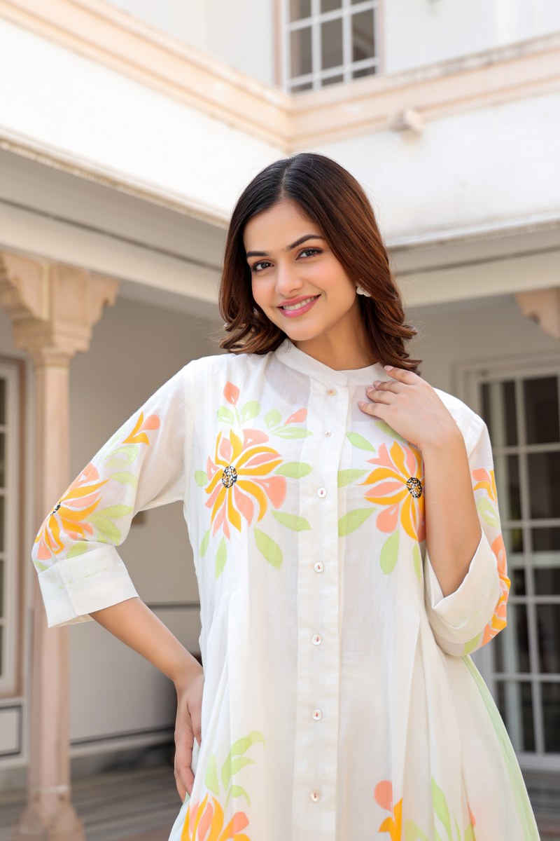 Tiara sunflower cotton kurta pant set