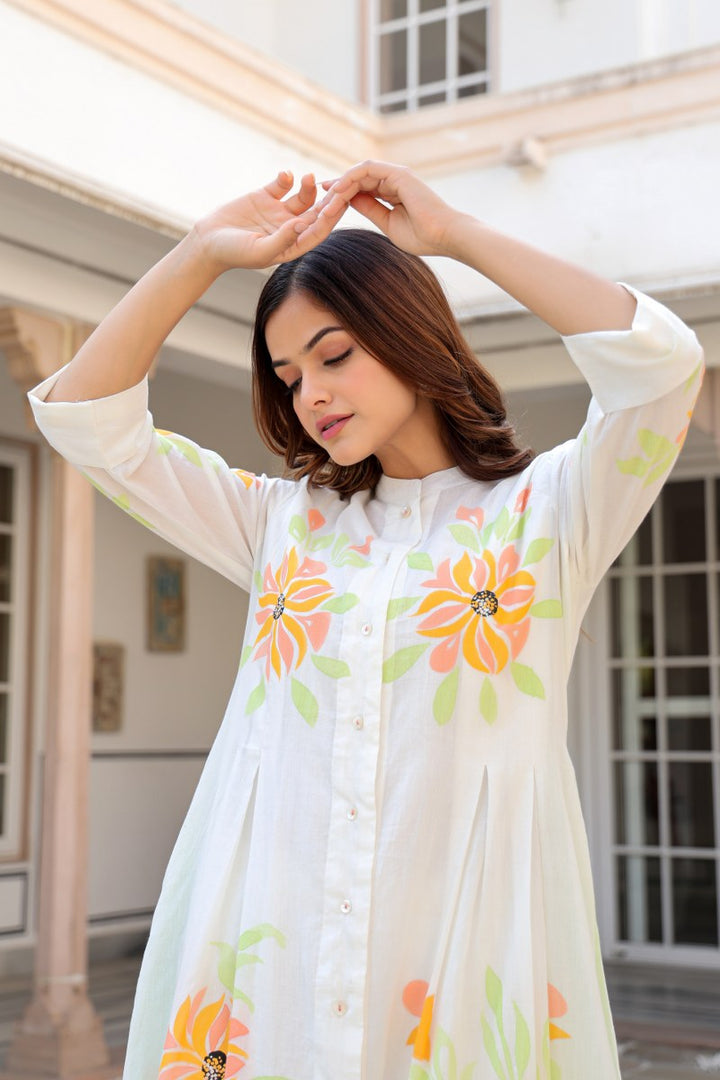 Tiara sunflower cotton kurta pant set