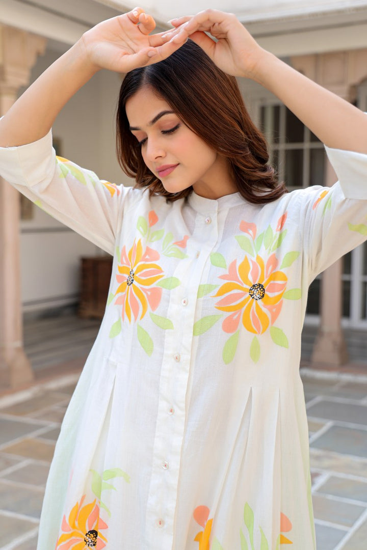 Tiara sunflower cotton kurta pant set