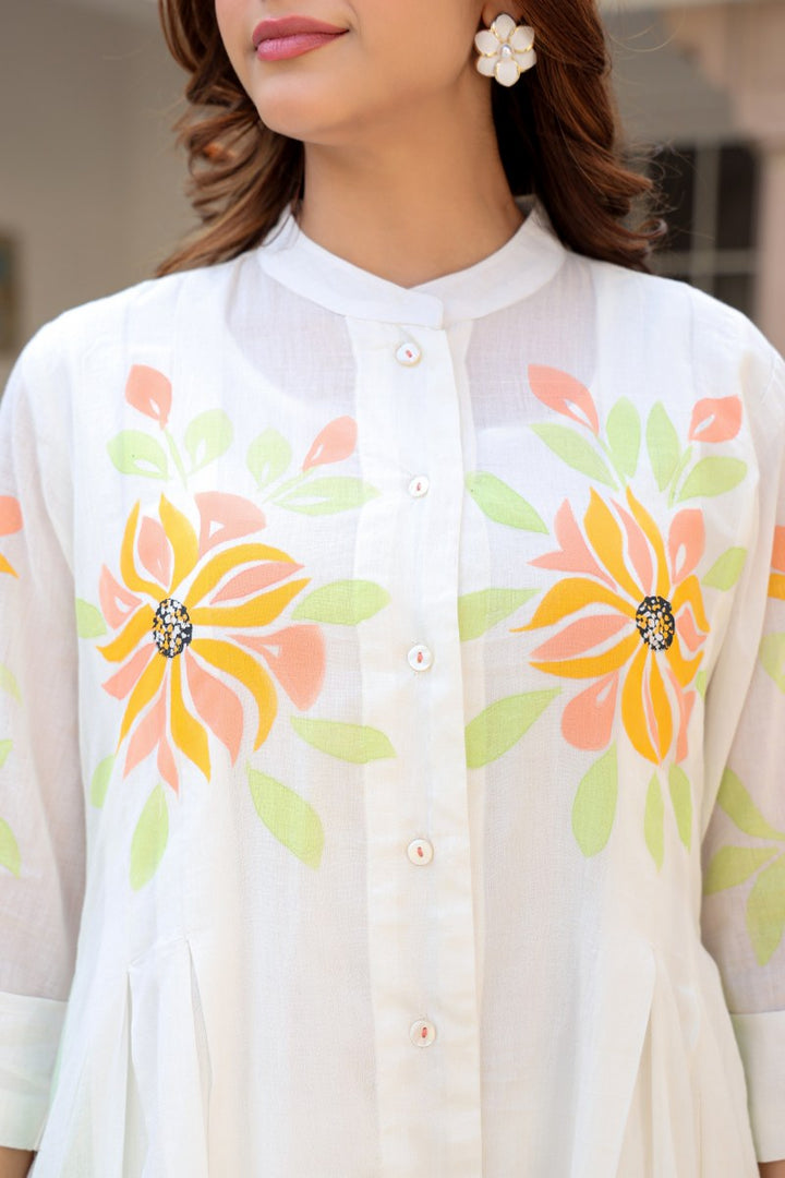 Tiara sunflower cotton kurta pant set