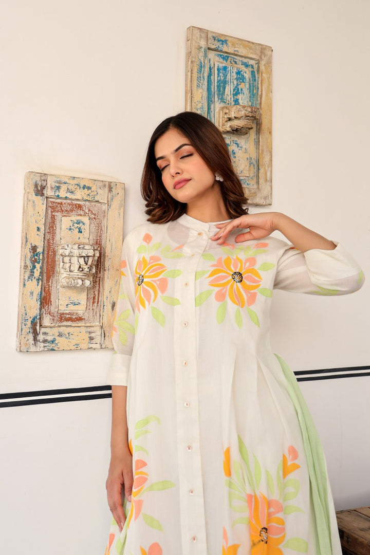 Tiara sunflower cotton kurta pant set