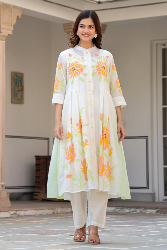 Tiara sunflower cotton kurta pant set