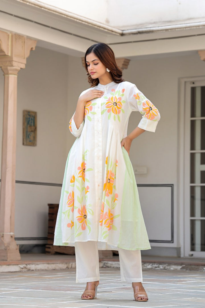 Tiara sunflower cotton kurta pant set