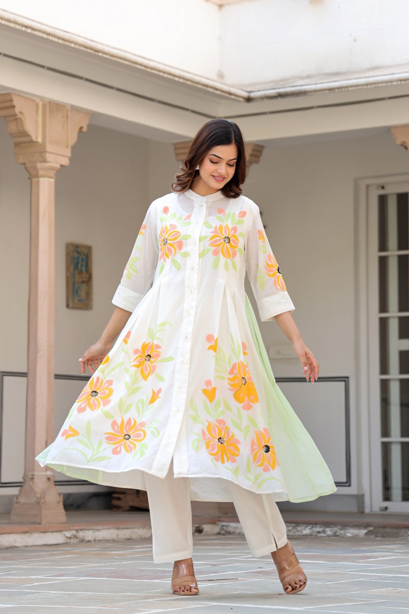 Tiara sunflower cotton kurta pant set