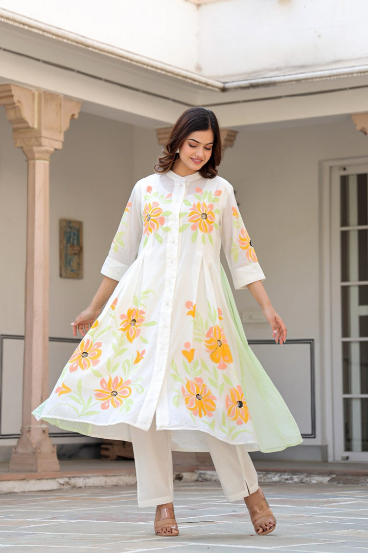 Tiara sunflower cotton kurta pant set