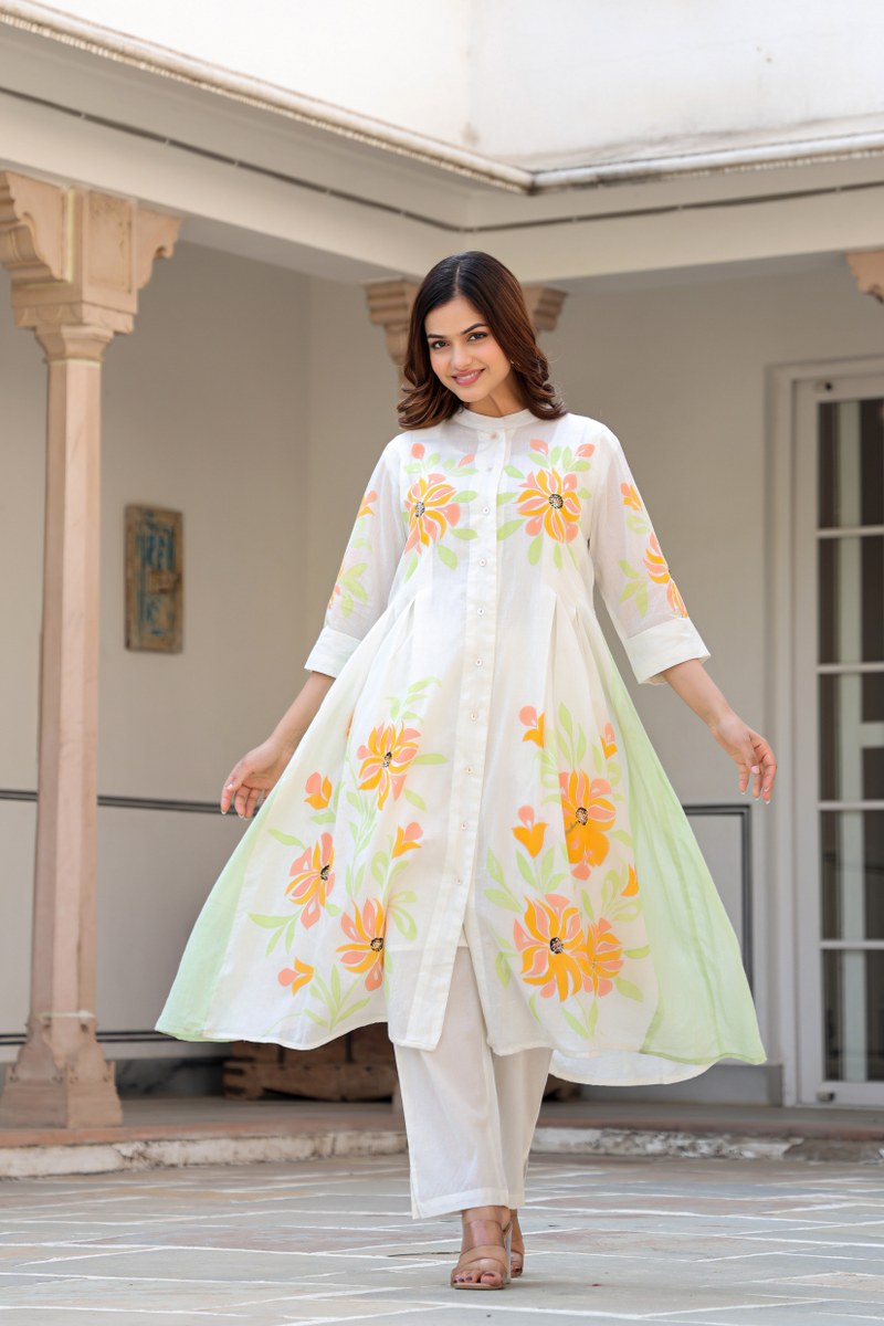 Tiara sunflower cotton kurta pant set