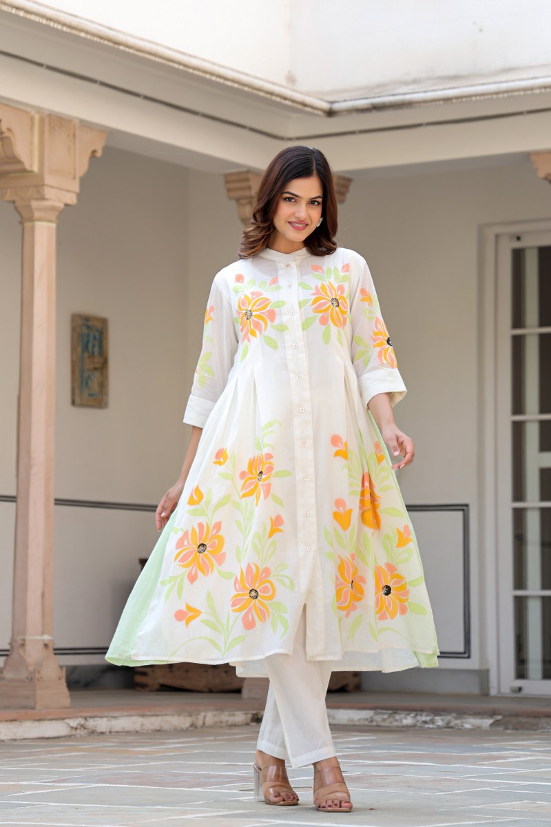 Tiara sunflower cotton kurta pant set