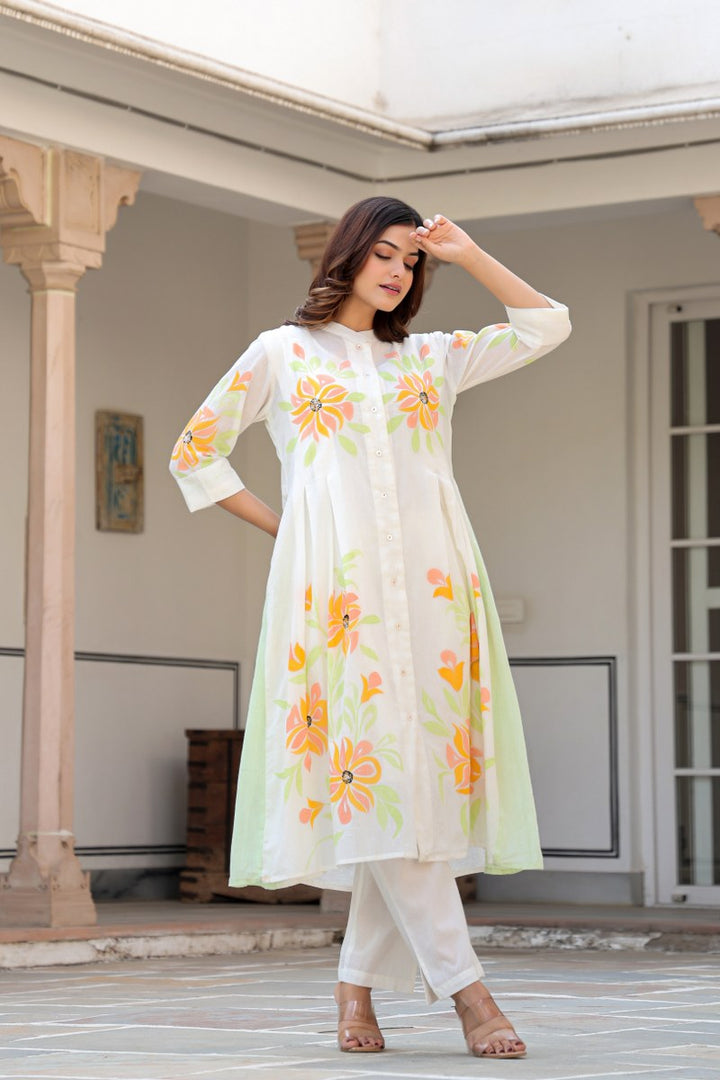 Tiara sunflower cotton kurta pant set