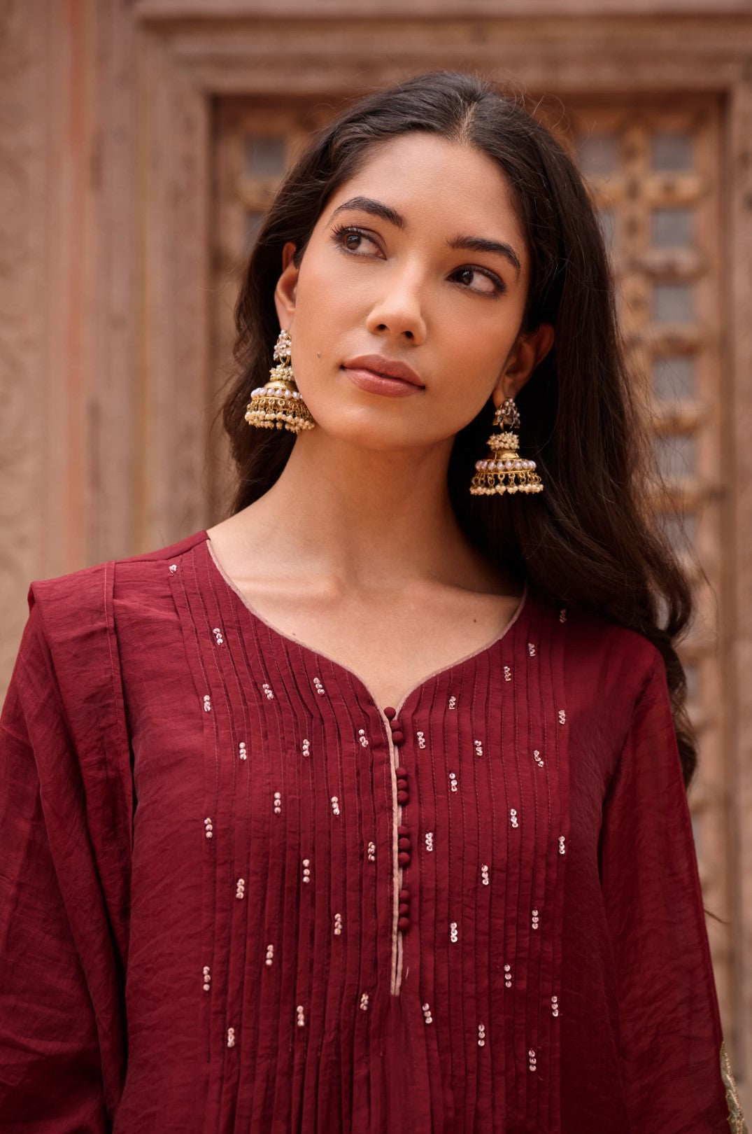 Gaurisha Bean embroidery mul chanderi premium suit set