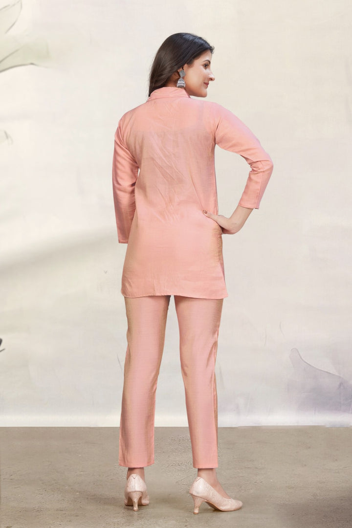 Divya Apricot Mirror Work Co-ord Set