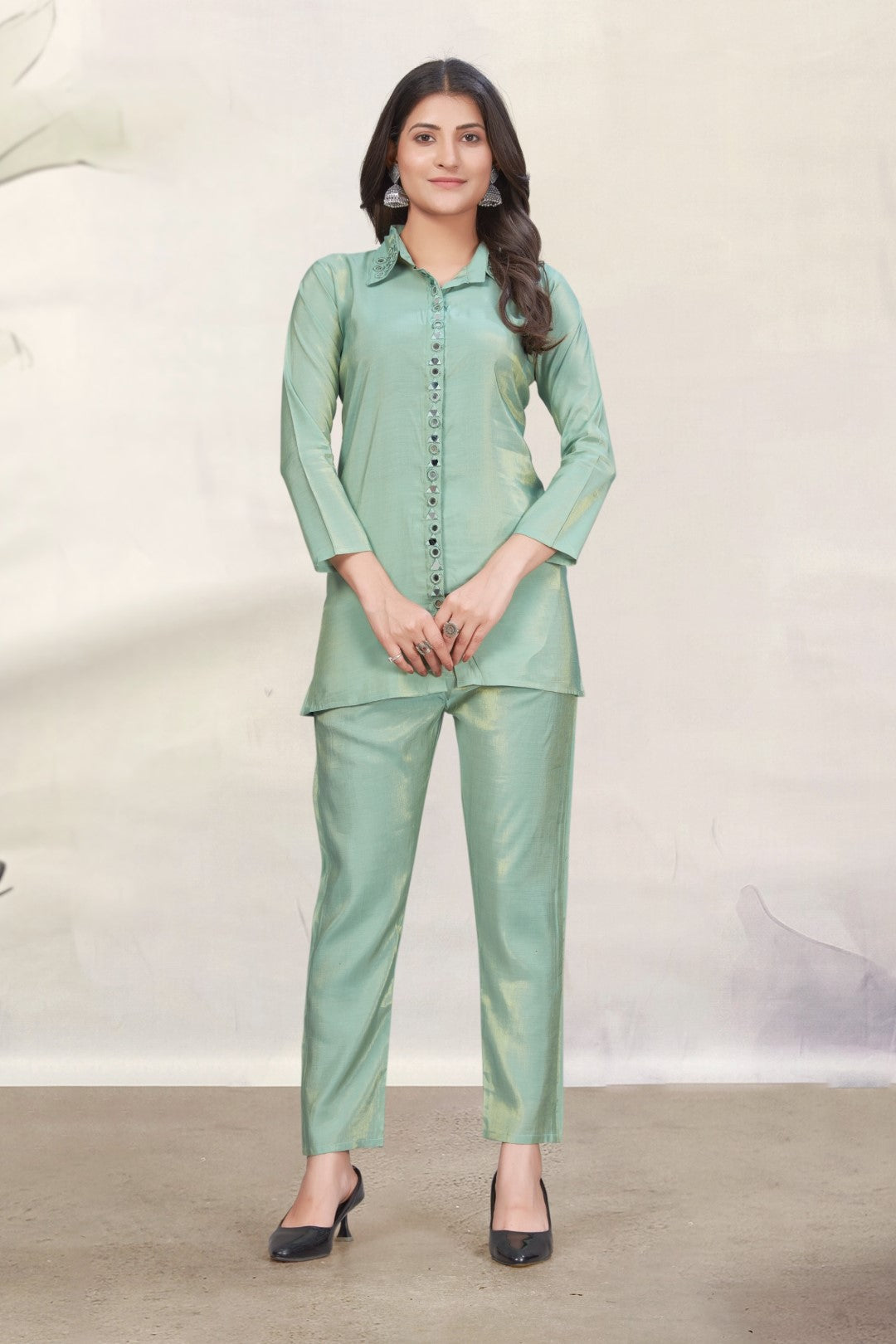 Divya Minty Mirror Work Co-ord Set