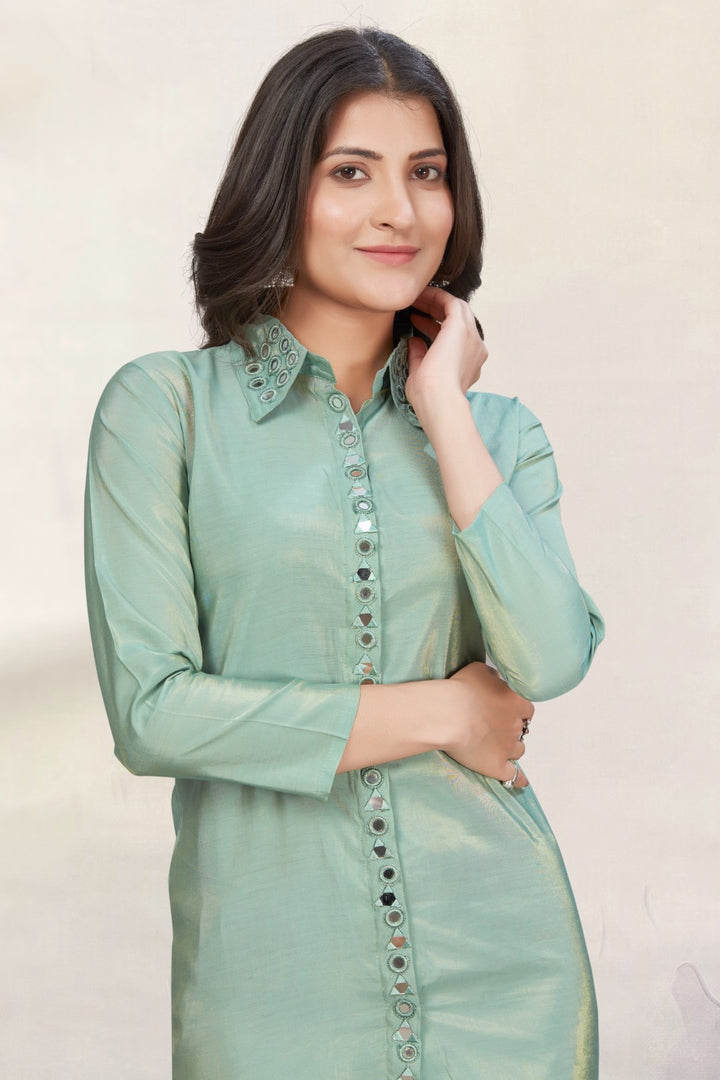 Divya Minty Mirror Work Co-ord Set