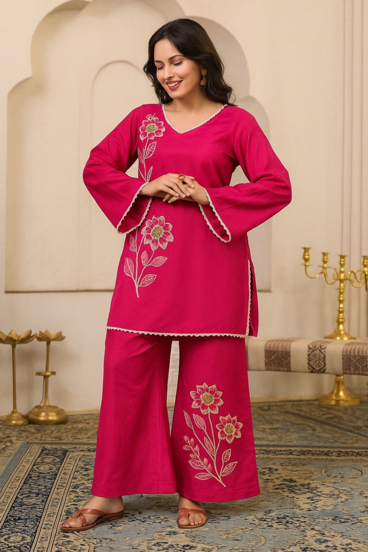 Sera rouge embroidery premium co-ord set