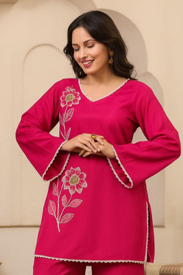 Sera rouge embroidery premium co-ord set