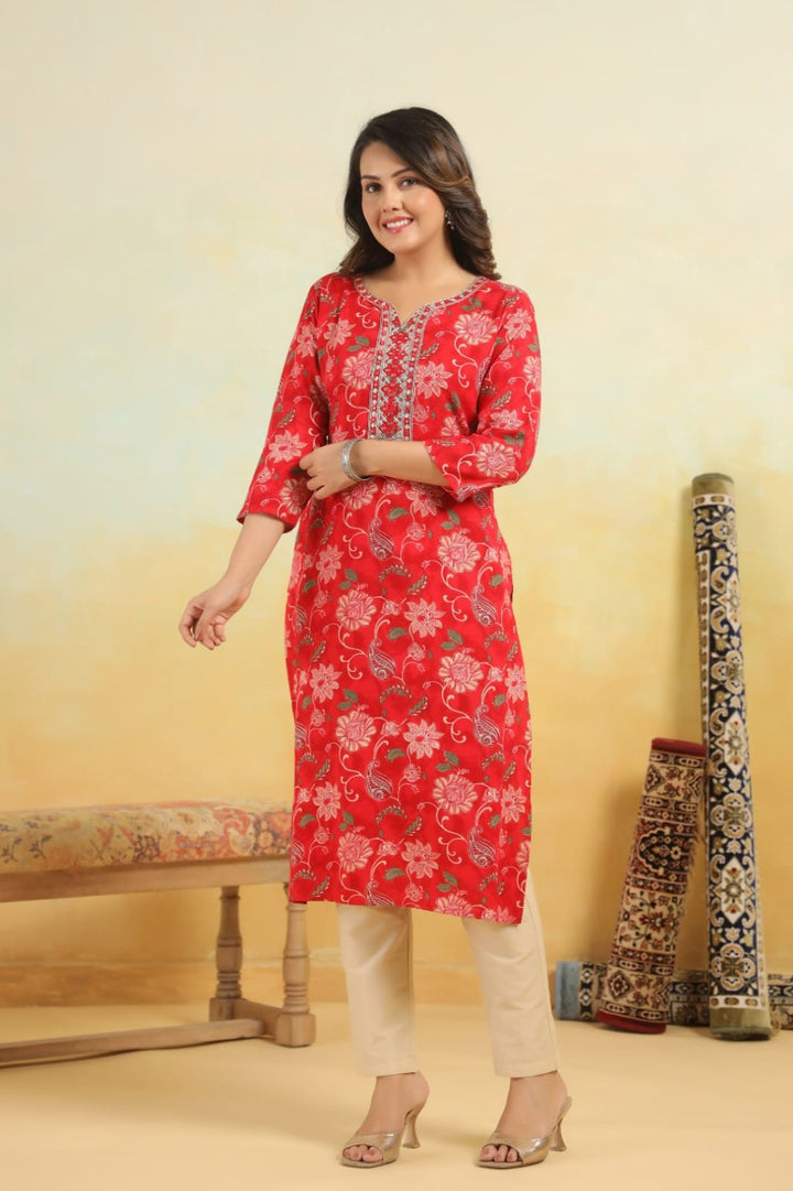 Varisha Crimson Printed Kurti