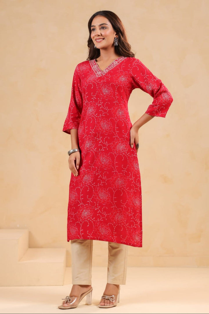Varisha Cardinal Printed Kurti
