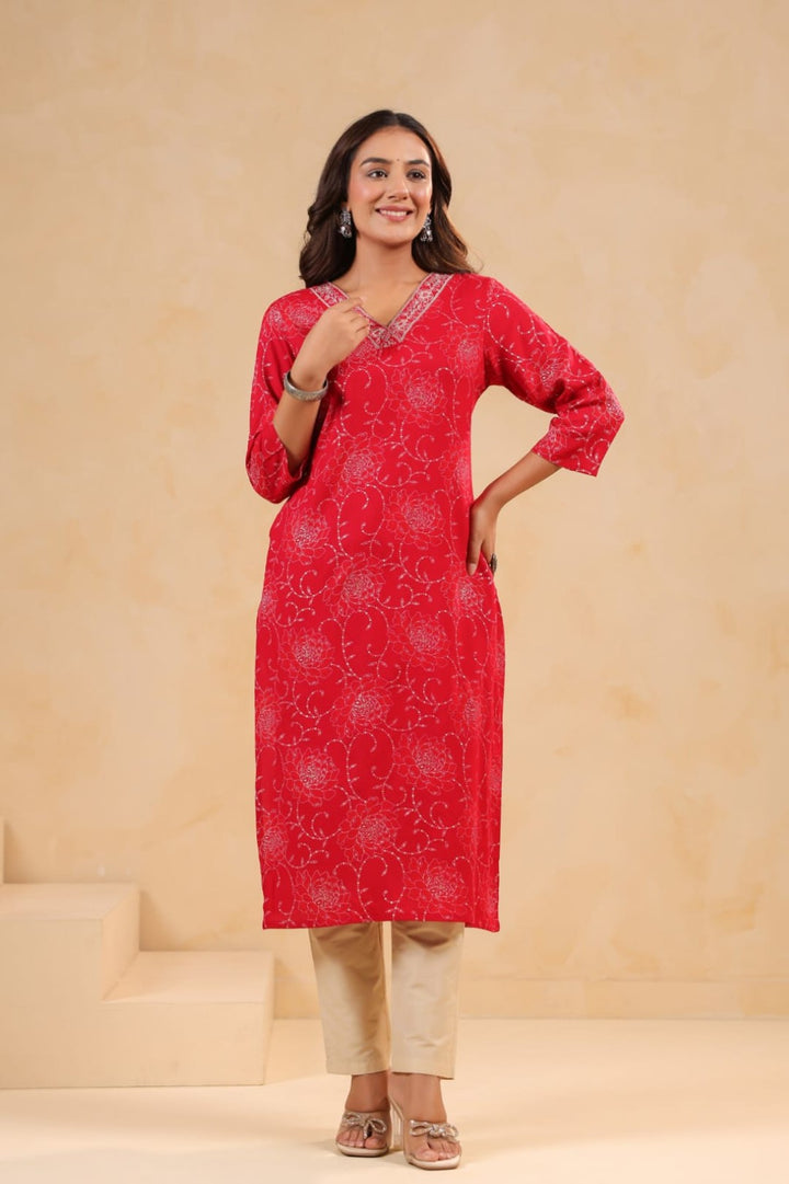 Varisha Cardinal Printed Kurti