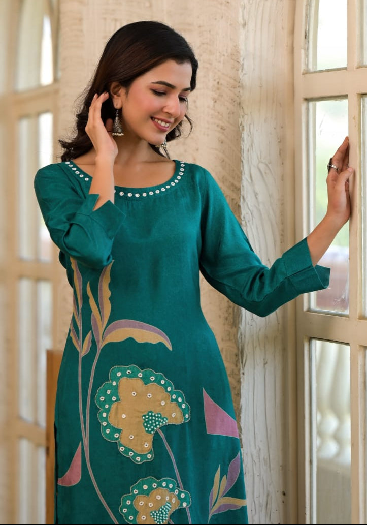 Chitra Peacock kurta pant set