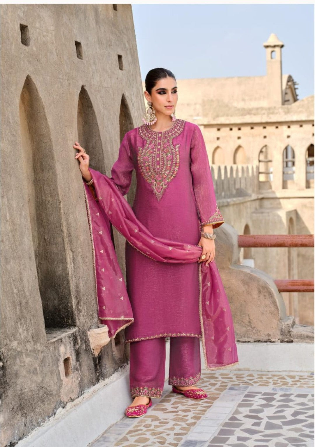 Gambhir Rose Full Work Suit Set