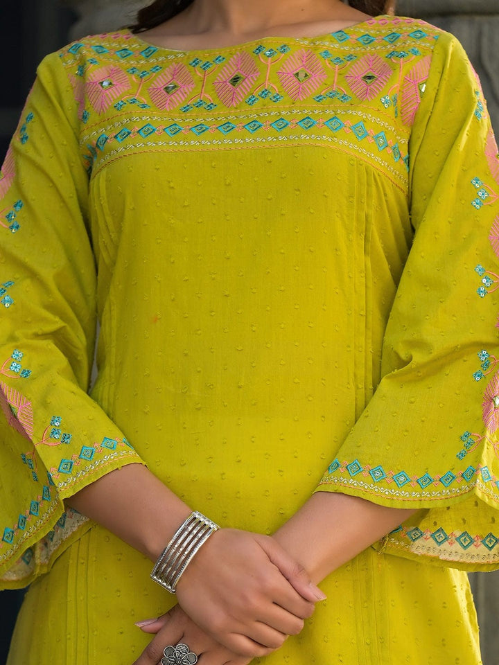 Nabha Citron Embroidered Kurti