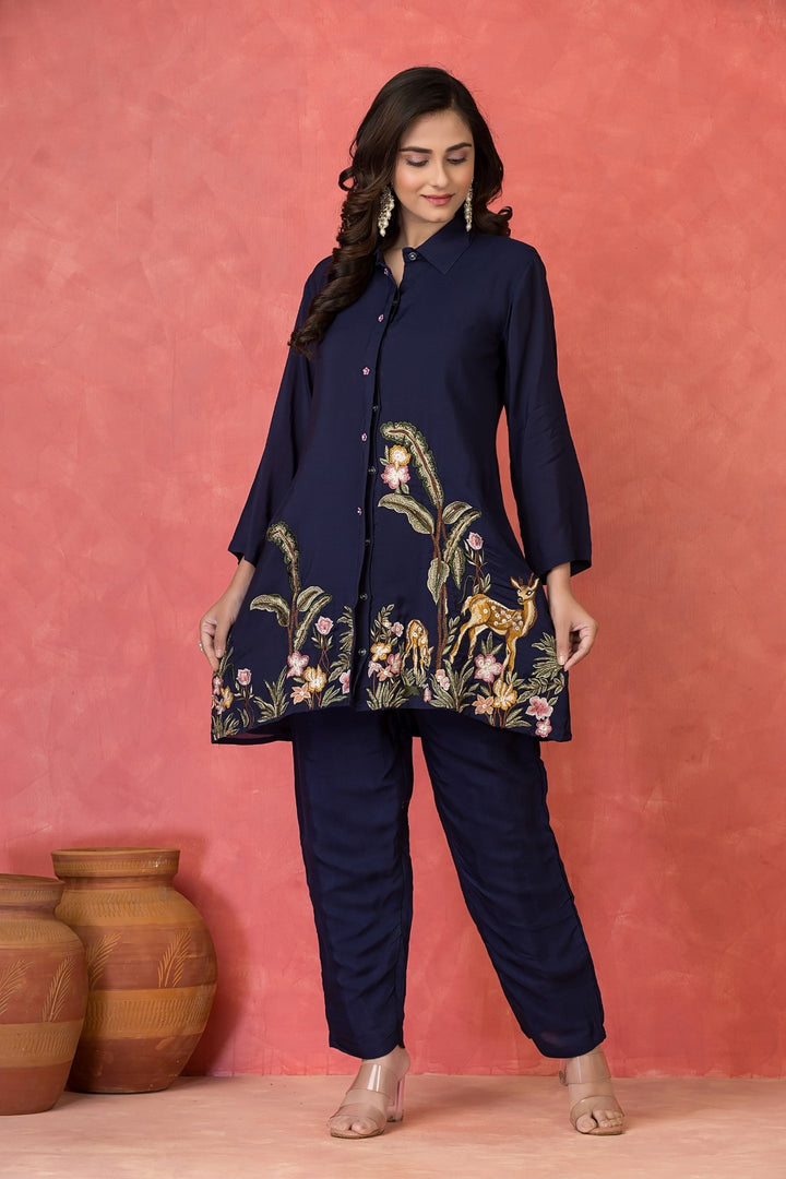 Sabhya Prussian full Embroidery Co-ord set