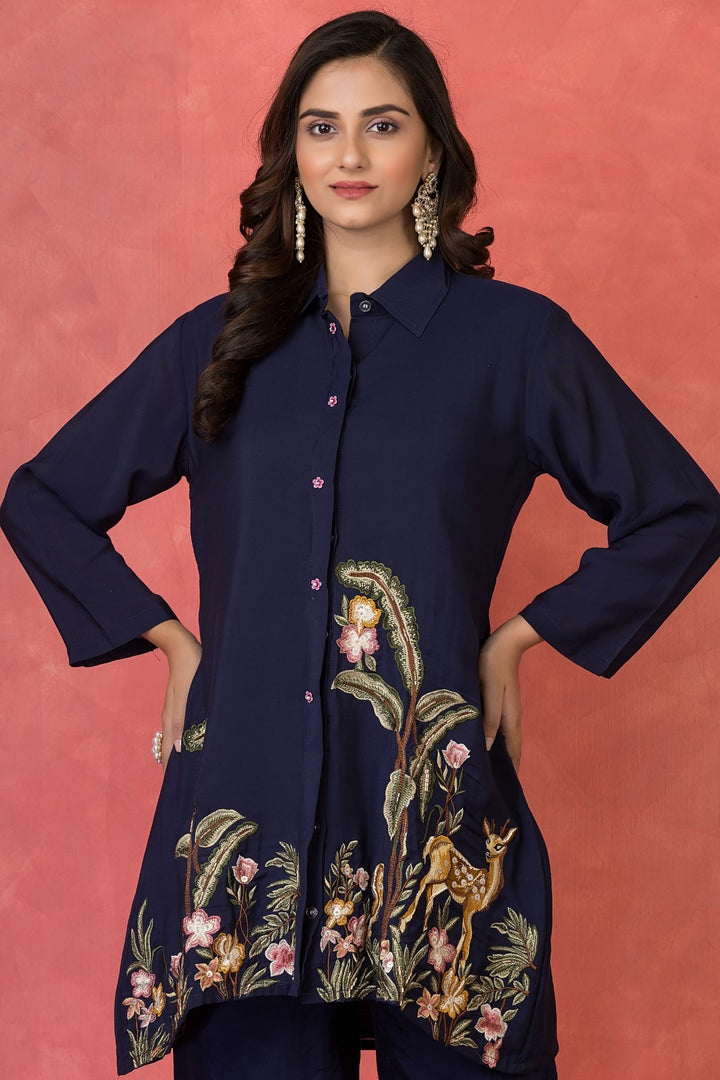 Sabhya Prussian full Embroidery Co-ord set