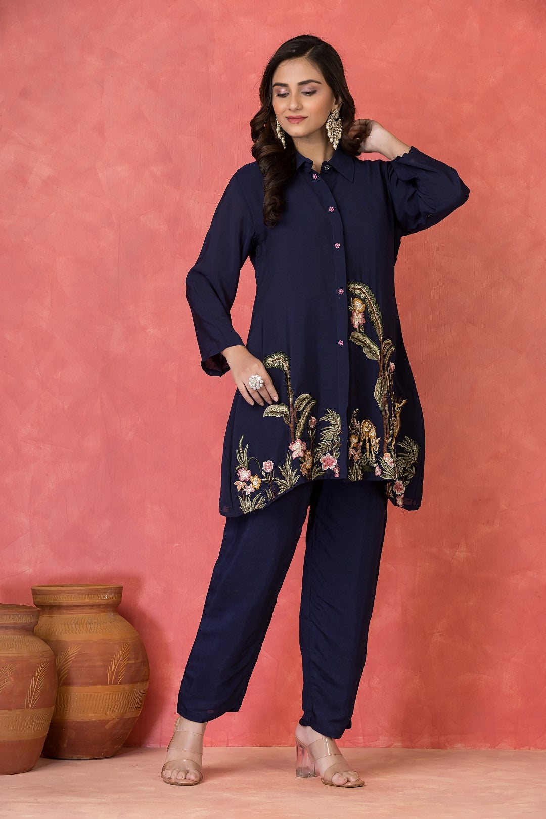 Sabhya Prussian full Embroidery Co-ord set