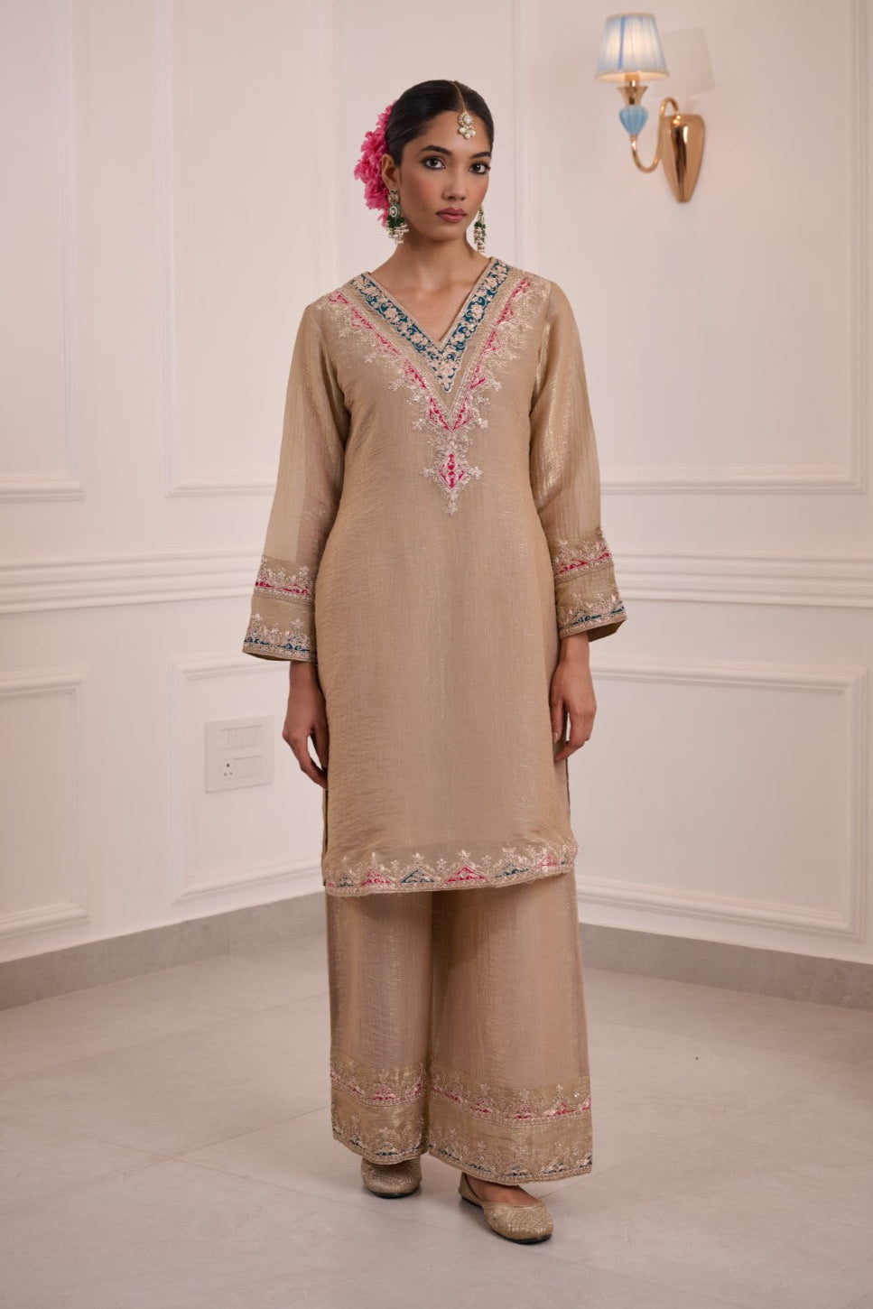 Gaurisha caramel full work premium suit set