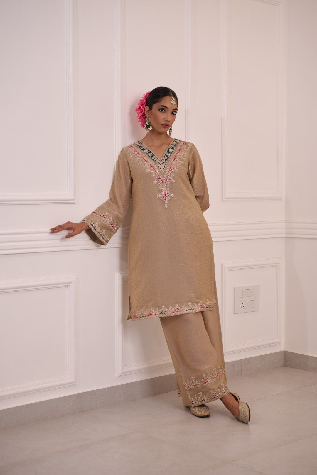 Gaurisha caramel full work premium suit set