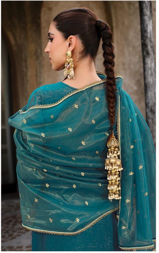 Gambhir Teal Full work suit set