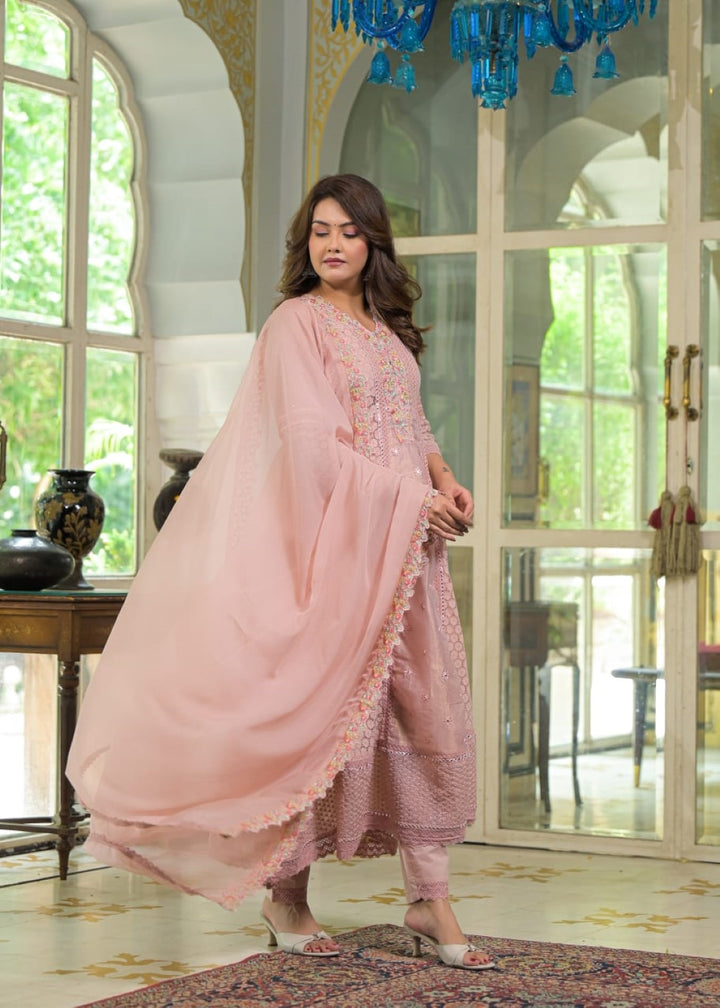 Sanmati blush full work suit set