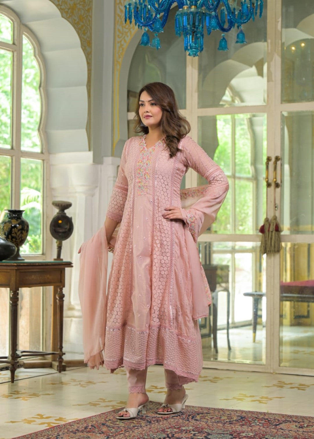 Sanmati blush full work suit set