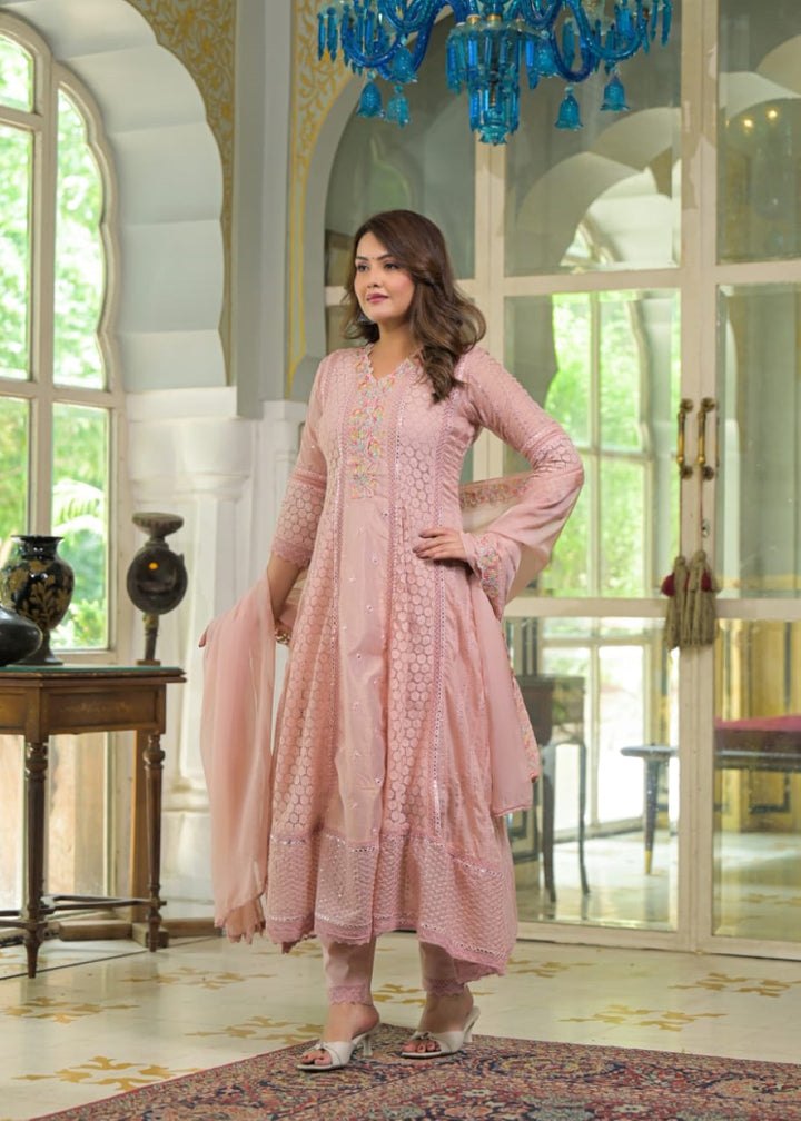 Sanmati blush full work suit set