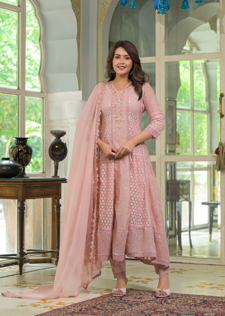 Sanmati blush full work suit set
