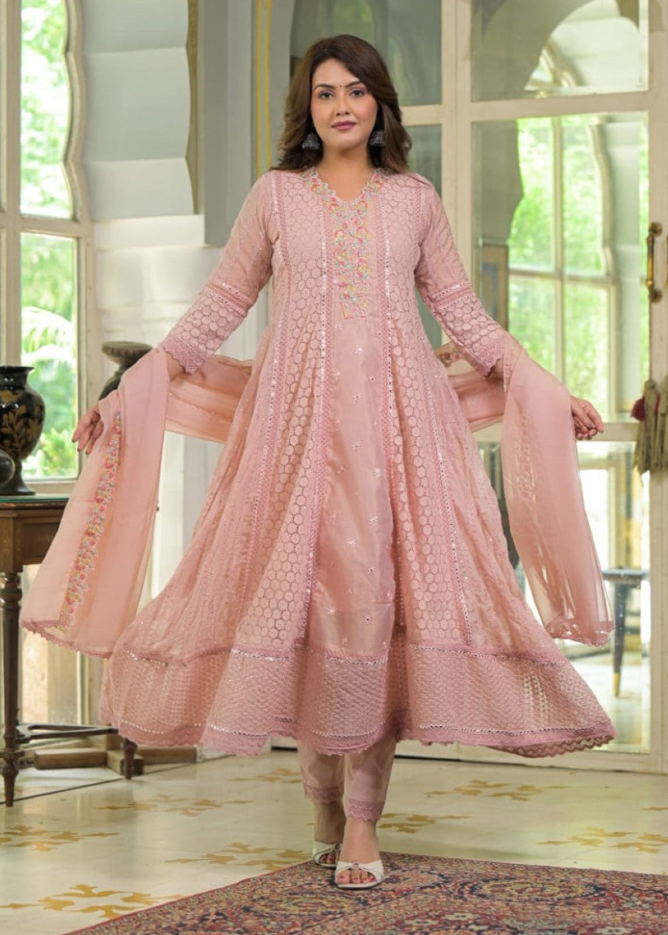 Sanmati blush full work suit set