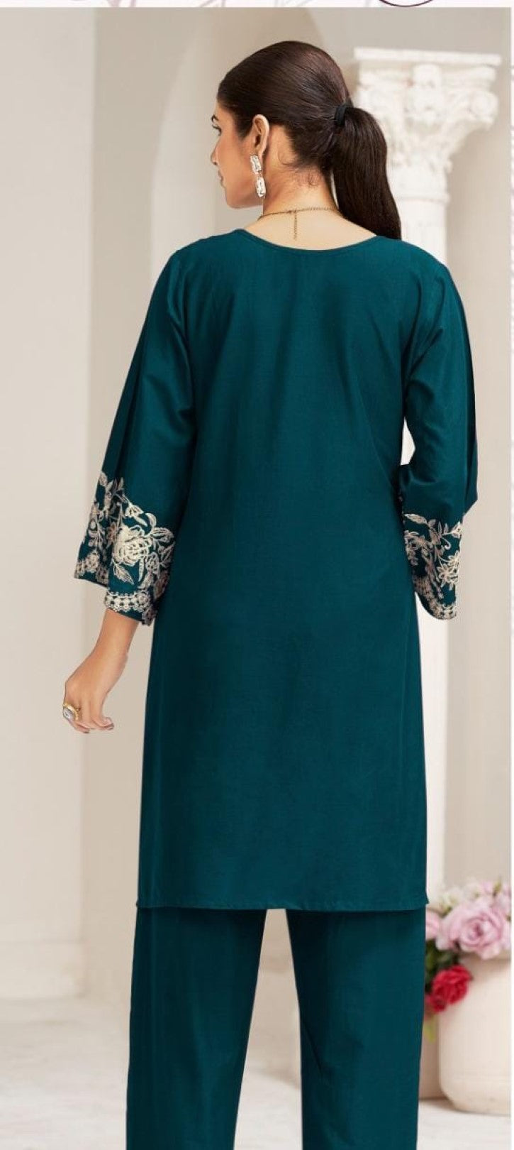 Akon Peacock embroidery co-ord set